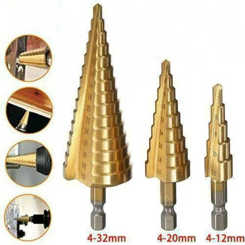 5 Step Cone Drill Bit 4-20 mm HSS Steel Titanium Hole Cutter 4241 Hex Shank