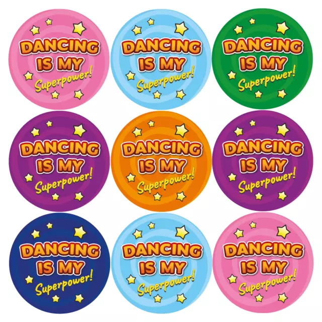 144 Dancing is my Superpower Reward Stickers for School Teachers, Children (30mm