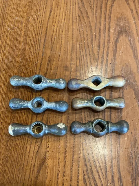 6 Vtg Antique Water Faucet Handles Knobs Valve Steampunk Brass Bronze Airplane