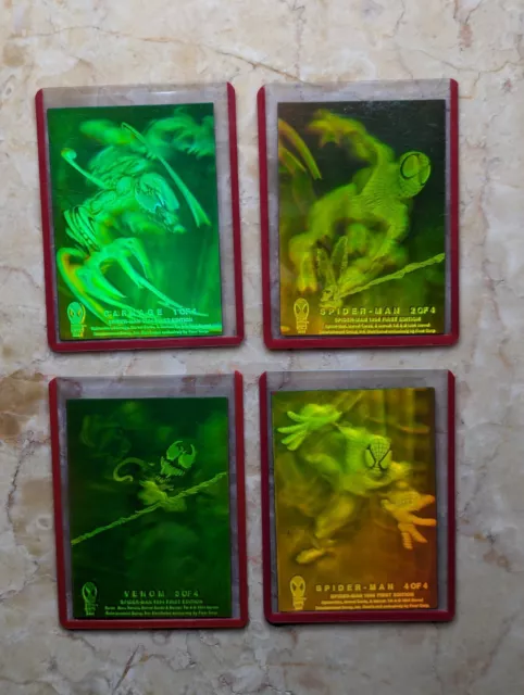 1994 Fleer Marvel 1st Edition Spider-Man Venom Rare Gold Green Hologram Card Set