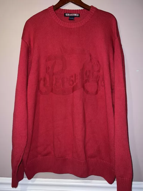 VINTAGE PEPSI COLA SODA POP SWEATER XXL raised embroidery