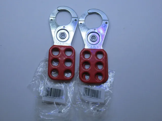 (NUOVO - Lotto di 2) MASTER LOCK 420 acciaio con rivestimento in vinile rosso morsetto di blocco