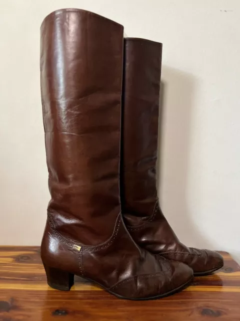 Vintage SALVATORE FERRAGAMO Tall Riding Boots Women’s Size 10 B Brown Leather