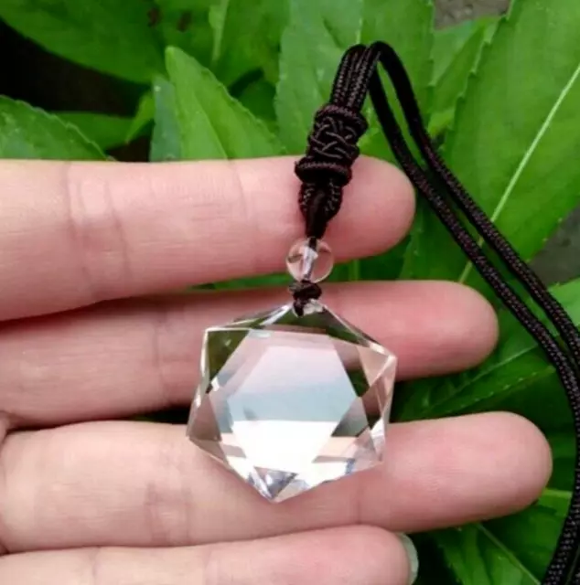 Clear Quartz Crystal Hexagram Pendant Healing Stress Relief Amulet Necklace Gift