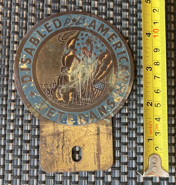VINTAGE Disabled American Veterans  DAV license plate attachment topper