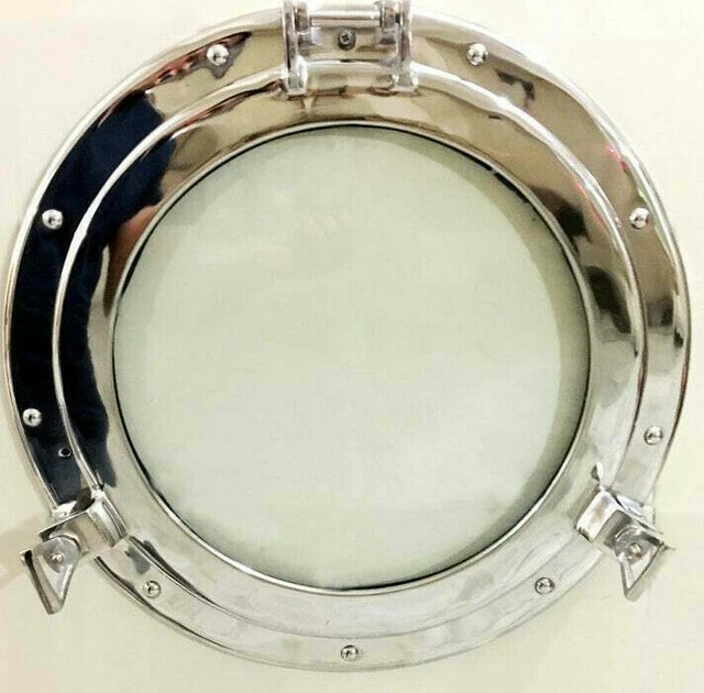 Nickel Canal Bateau Hublot 17 " Fenêtre Rond Verre Mural Décor Maison