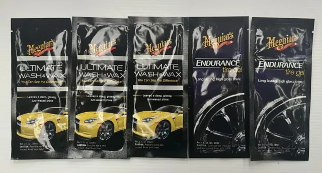 3 x Meguiars Wasch- und Wachs plus 2 x Reifenglanzbeutel