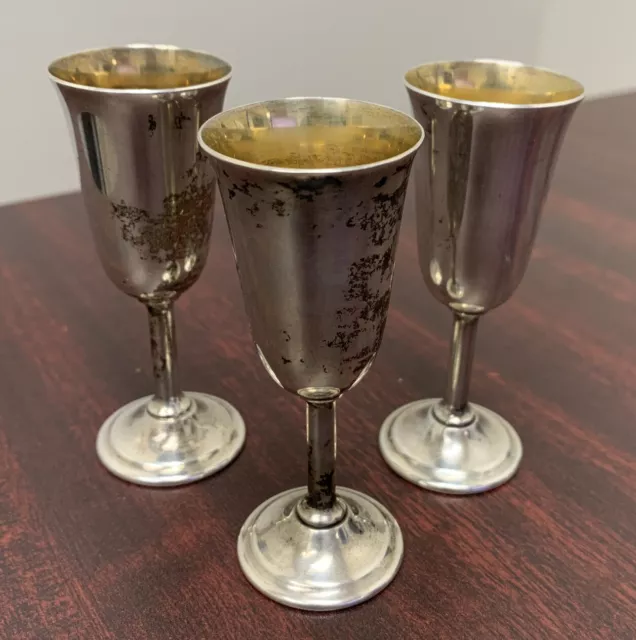 SET OF Three - International Sterling Cordial Glasses