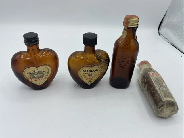 4 EMPTY Vintage Paul Masson Rare Cream Sherry, Martini Rossi