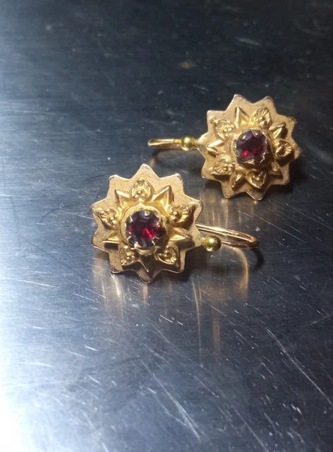 Boucles D'oreilles Anciennes En Or Jaune 18k Et Jais - Années 1900 - Parfait état