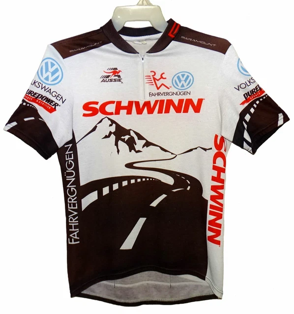 Vintage Sz L Aussie Cycling Jersey Schwinn Paramount Poly/Cotton Brown/White Vintage Sz L Aussie Cycling Jersey Schwinn Paramount Poly/Cotton Brown/White