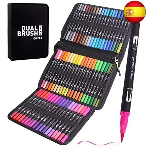 Lyuvie Rotuladores Lettering,Brush Pen 60 Colors Rotuladores Punta Pincel para