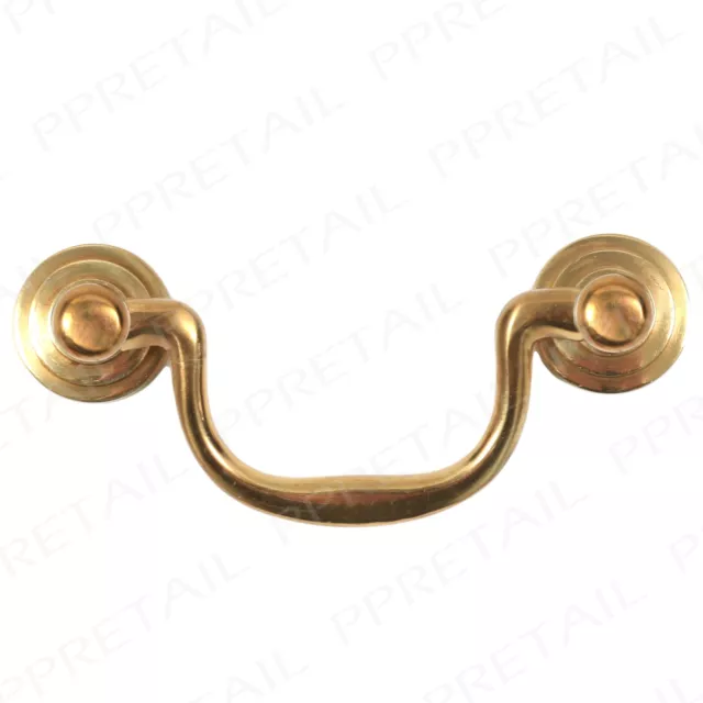 Brass Traditional Swan Drop Handle & Screws Cupboard Cabinet Drawer Door Pull