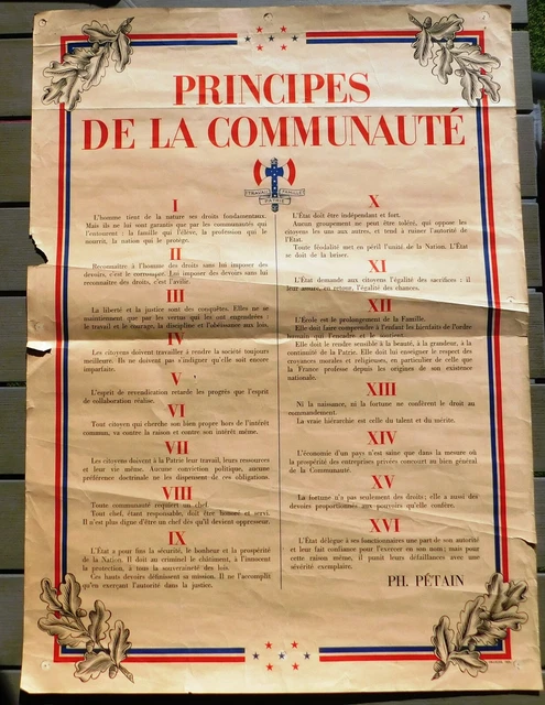 WW2. AFFICHE. PRINCIPES DE LA COMMUNAUTÉ 54 x 75 cm. Imp. Draeger