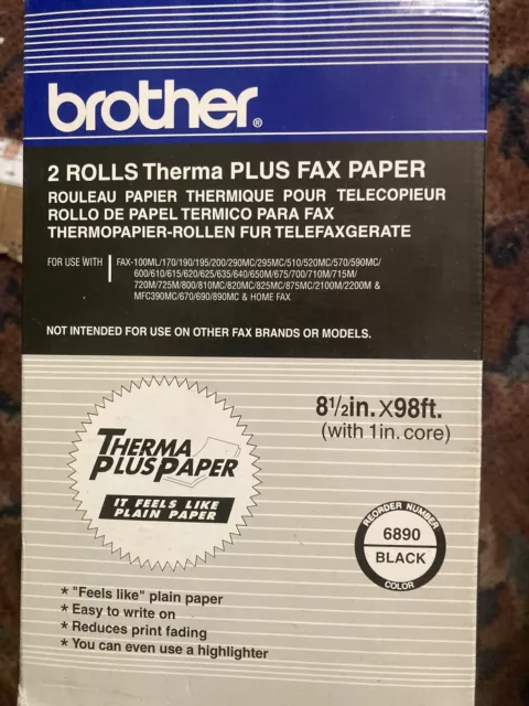 Brother 6890 Therma Plus FAX Paper -  8.5"x98'   1 inch core   2 rolls  per box