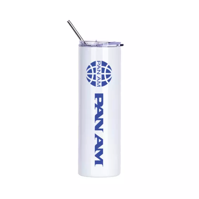 Pan Am US Airline World Airways Insulated 20oz Skinny Travel Tumbler Mug Cup