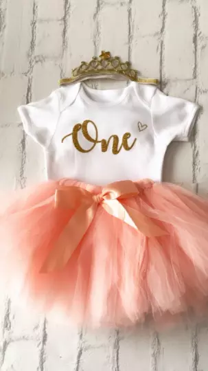 Luxury Girls 1st First Birthday Outfit Tutu Skirt Cake Smash Set Blush Tiara One