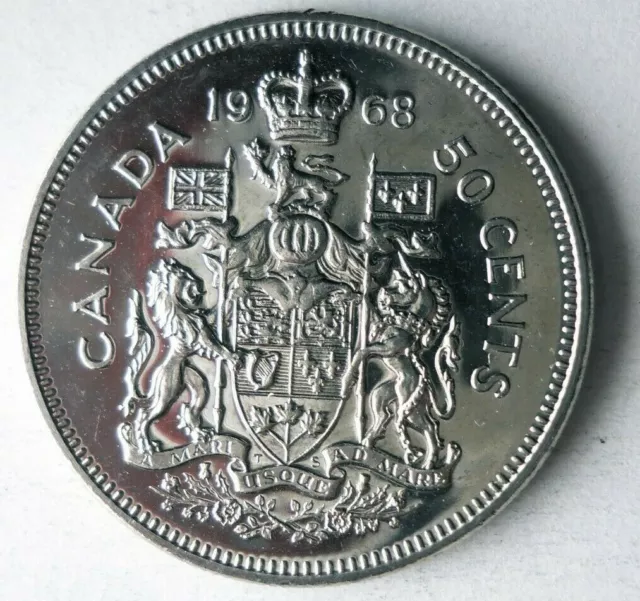 1968 CANADA 50 CENTS - AU/UNC - High Quality Coin - FREE SHIP - Bin #161