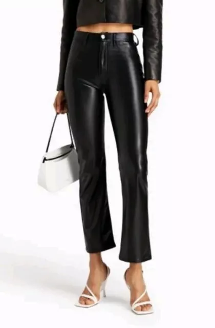 *7 For All Mankind Women's Size 27 Black Faux Leather Pants New with Tags