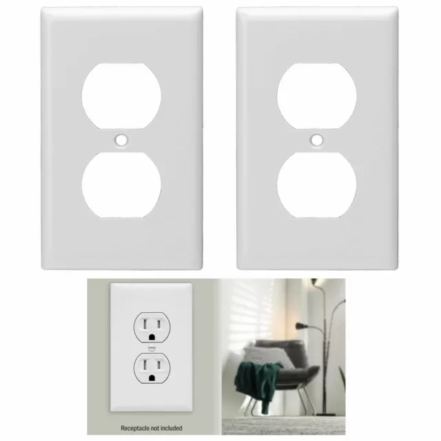 2X Dúplex Receptáculo Doble Salida Pared Placa Enchufe Tapa Resistente Plástico