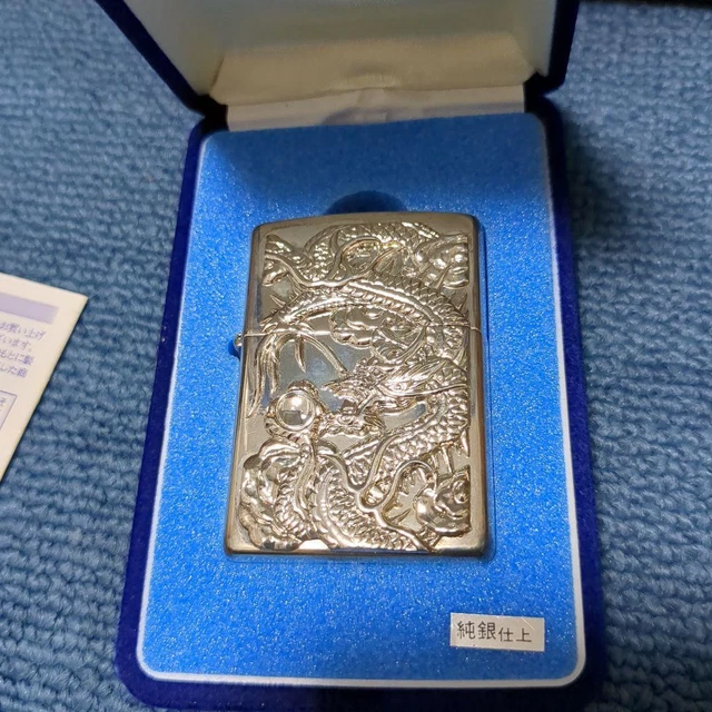 zippo lighter dragon sterling silver finish