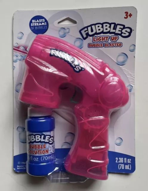 Fubbles Light Up Bubble Blaster & Bubble Solution-Pink-Ages 3+ NEW