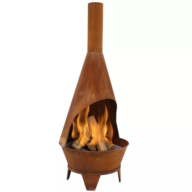 6 FT STEEL Wood Burning Outdoor Chiminea Fire Pit with Wood Grate by ...