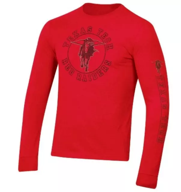 NCAA Texas Tech Red Raiders Men's Suede Long Sleeve Circle T-Shirt - L