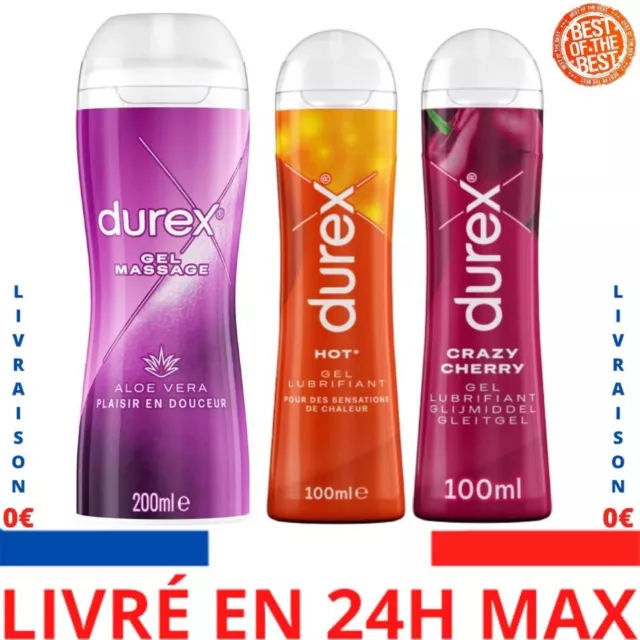 Durex - Lot de 3 Gels Lubrifiants Intimes - Gel De Massage Aloë Vera 200ml - Cra