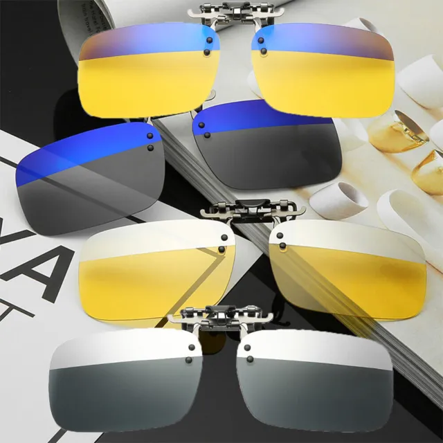Polarized Lenses Flip-Up Clip On Sunglasses Driving Outdoor Glasses UV UK
