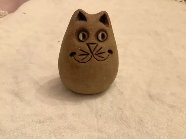 Graham Glynn 2.5” Cat Figurine Stoneware Carving Whimsical Fun Decor Figure