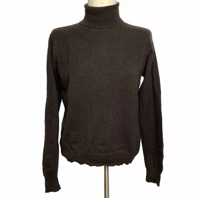 Lord & Taylor Brown 100% Cashmere Turtleneck Sweater L