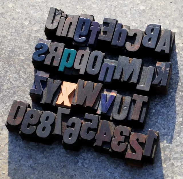 A-Z + 0-9 mix Alphabet Holzbuchstaben Lettern Holzlettern Vintage~shabby Stempel