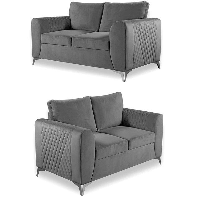 CORNER SOFA CARO Grey Fabric 3+2 Seater Armchair Sectional Sofa £799.00