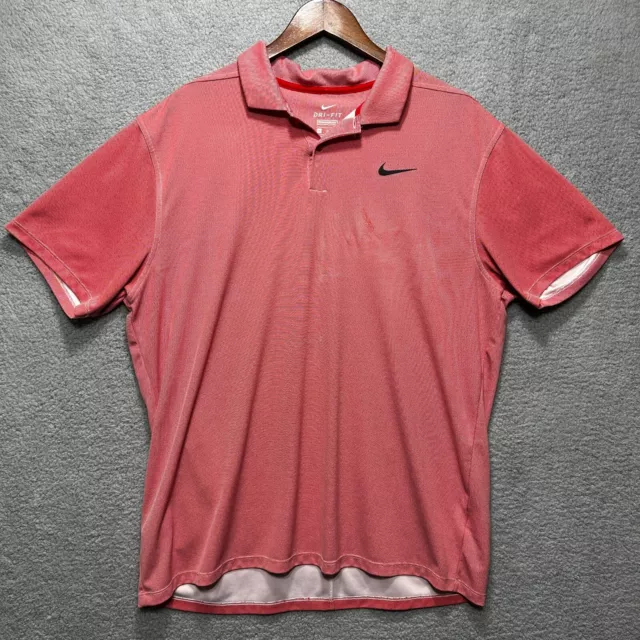 NIKE GOLF POLO Dri Fit Shirt Red Short Sleeve Golf Mens XL Cooling ...