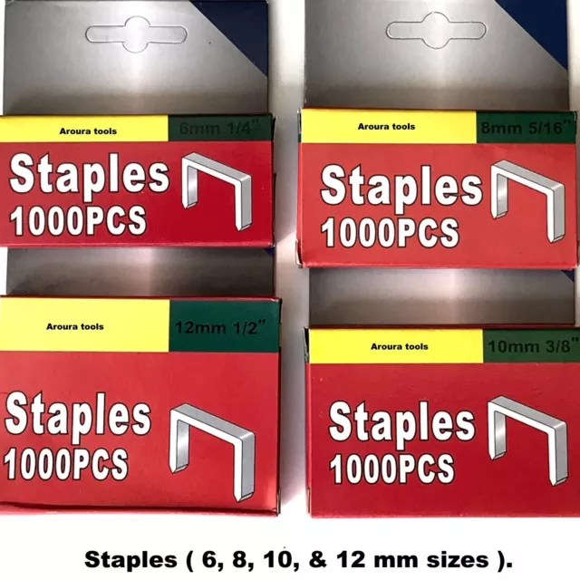 Staples 6, 8, 10, & 12 mm sizes available Arrow JT-21 equivalent in 1000pc pack.