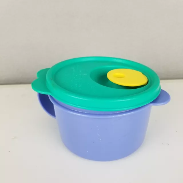 Tupperware 3155 Microwavable Soup Cup with Vented Lid Blue Teal 16oz Bowl