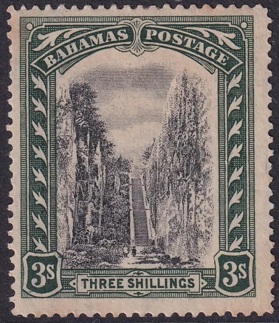 Bahamas 1924 Staircase. 3/- Black & green, script CA wmk. Mint. SG 114, CV £55