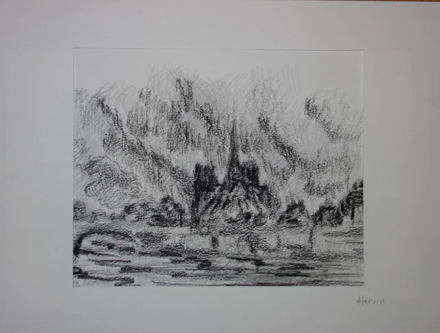 Dessin Original Frank-Will – Le Pont Marie à Paris (Mine De Plomb, Signé, Encadré)