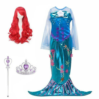 Le Ragazze Principessa Ariel Sirenetta Costume Bambini Festa Costume + accessori