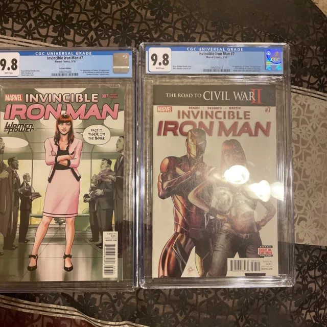 Invincible Iron Man 7 CGC 9.8 Both Variant 1st Cameo of Riri Williams 1st PRINT