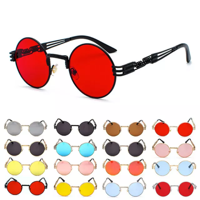 Steampunk Vintage Sunglasses Men Women Fashion Metal Retro Round Gothic Glasses