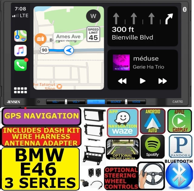 BMW E46 NAVIGATION Bluetooth Apple Carplay Android Auto USB SD Voiture