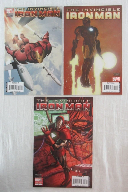 Invincible Iron Man #3 Variant Cover Set of 3 Marvel Comics 2008 2nd Print