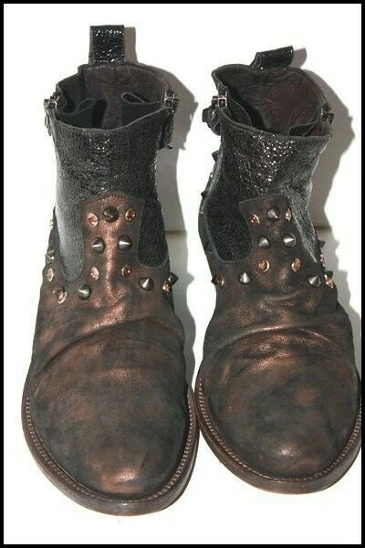 PHILIPPE MORVAN Bottines Boots Cuir Clouté Bronze T 39 TBE 3