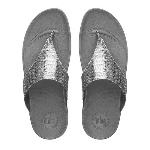 NEW WOMEN'S FITFLOP LULU SUPERGLITZ SILVER 639-011 THONG SANDAL size 10 3