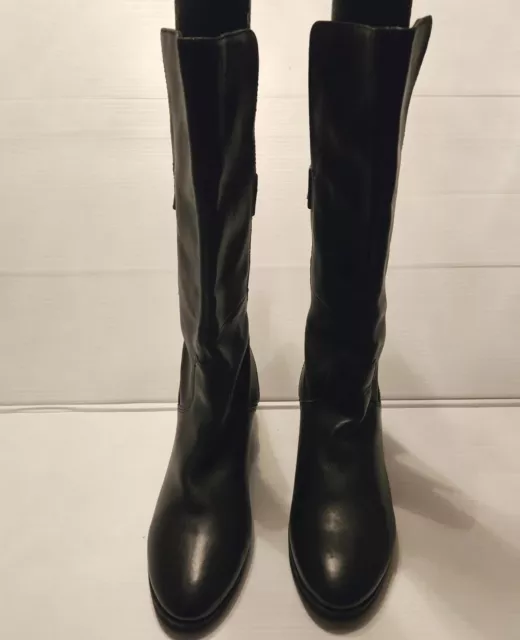 Emu Australia Black Leather Allira Tall Strappy Boots Size 9 Wedge Heel Comfort 2