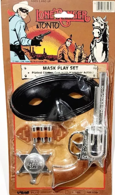Rare Vintage 1985 Larami The Lone Ranger Tonto Mask Badge Gun Silver Bullets Set Rare Vintage 1985 Larami The Lone Ranger Tonto Mask Badge Gun Silver Bullets Set