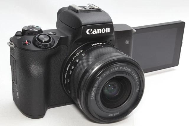 Canon Mirrorless SLR Camera EOS Kiss M Double Lens Kit Black Used Free Shipping