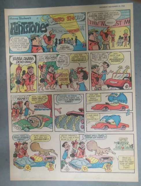 The Flintstones Sunday Page by Hanna-Barbera from 11/12/1966 Tabloid Size Page !